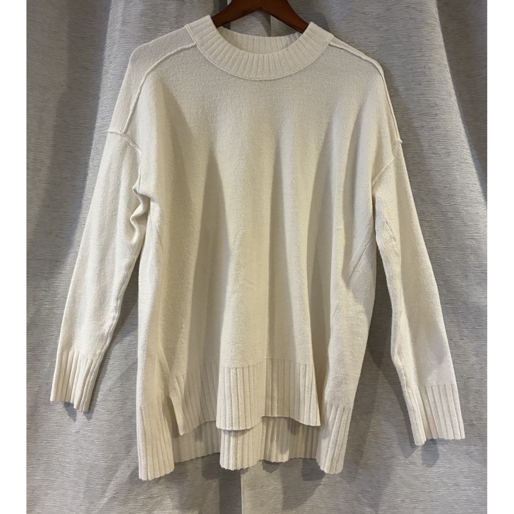 Free People Phoebe Pullover Sweater Stark White Size Small OB1064503